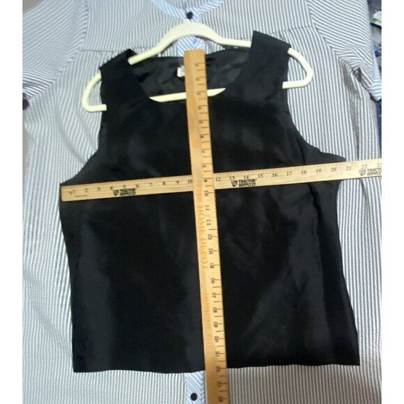 Vtg ISC Womens Blazer Sleeveless Shell L Silk Embroidered Metallic Black Tunic - Picture 4 of 16